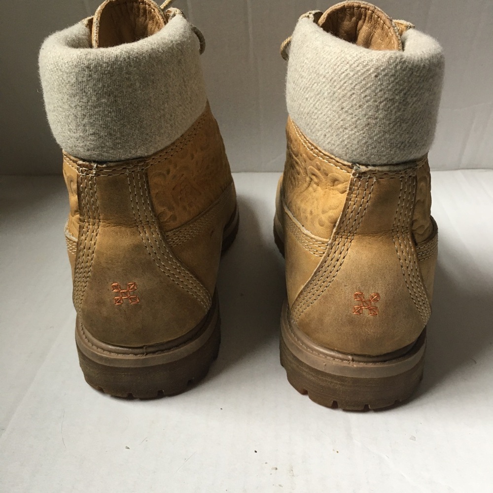Timberland Tooled Leather Women’s Tan Boots Sz 7.5 Streetwear - Picture 11 of 13